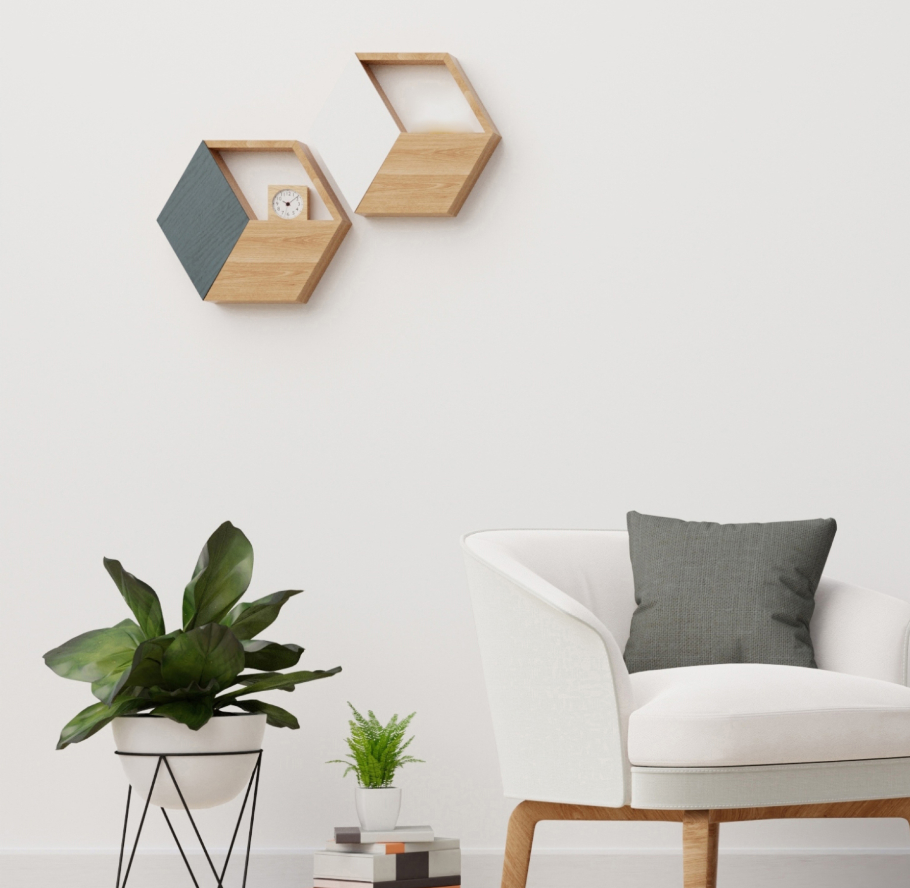 2 Piece Pine Solid Wood Floating Shelf (Set of 2)