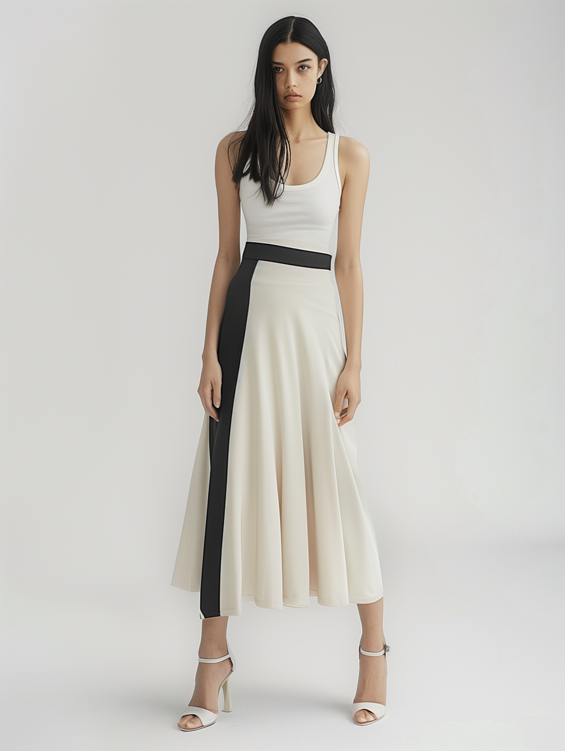 Beige Pleated Skirts