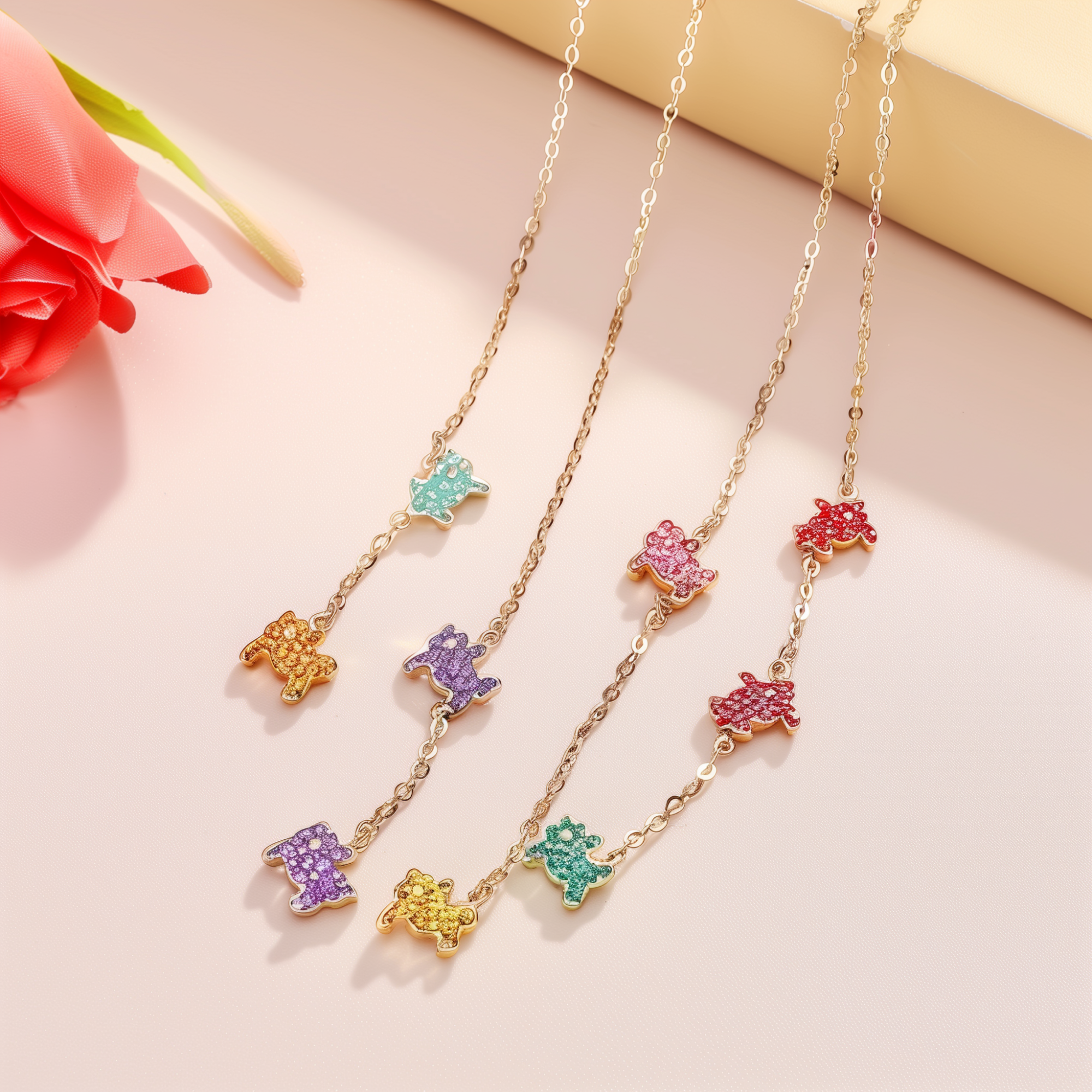 Colorful bear necklace