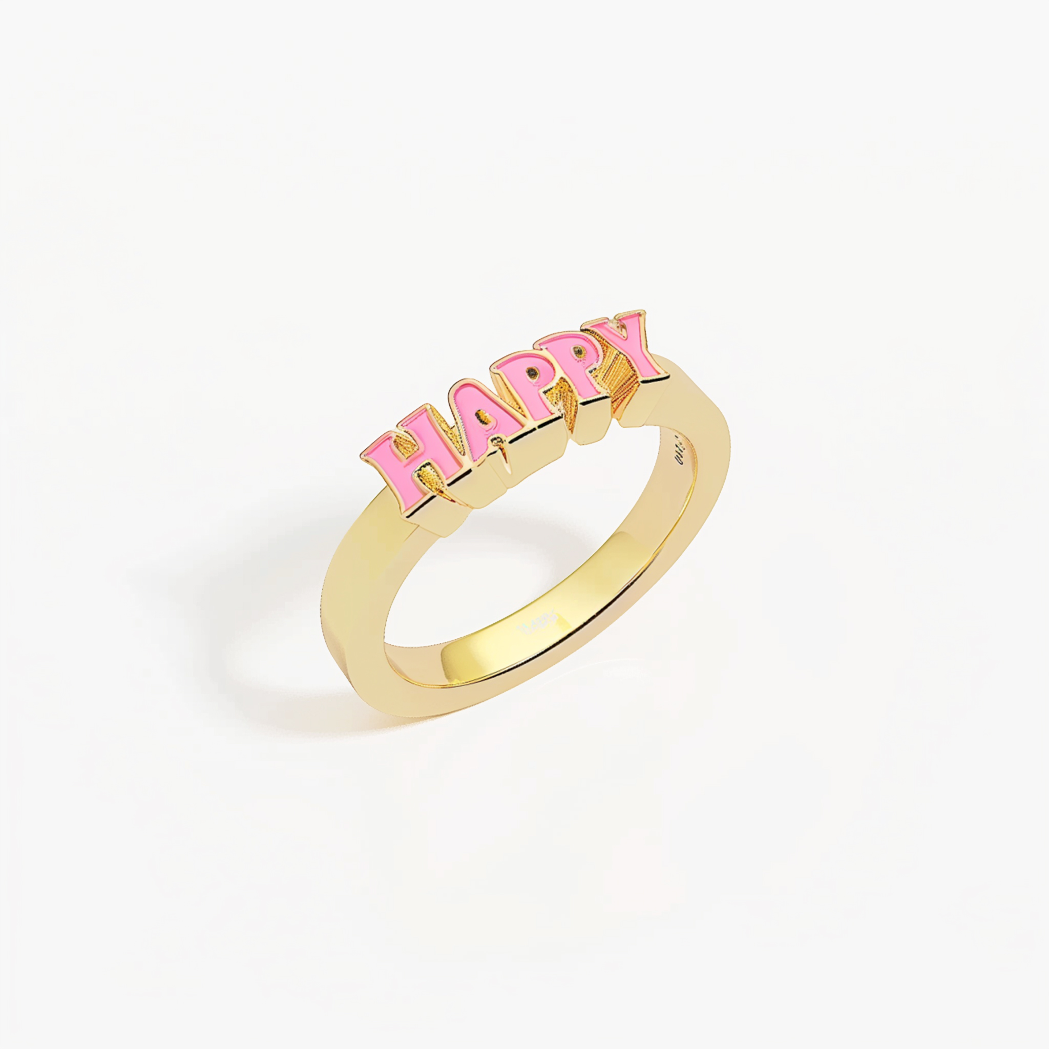 14K gold plated trendy HAPPY pink ring