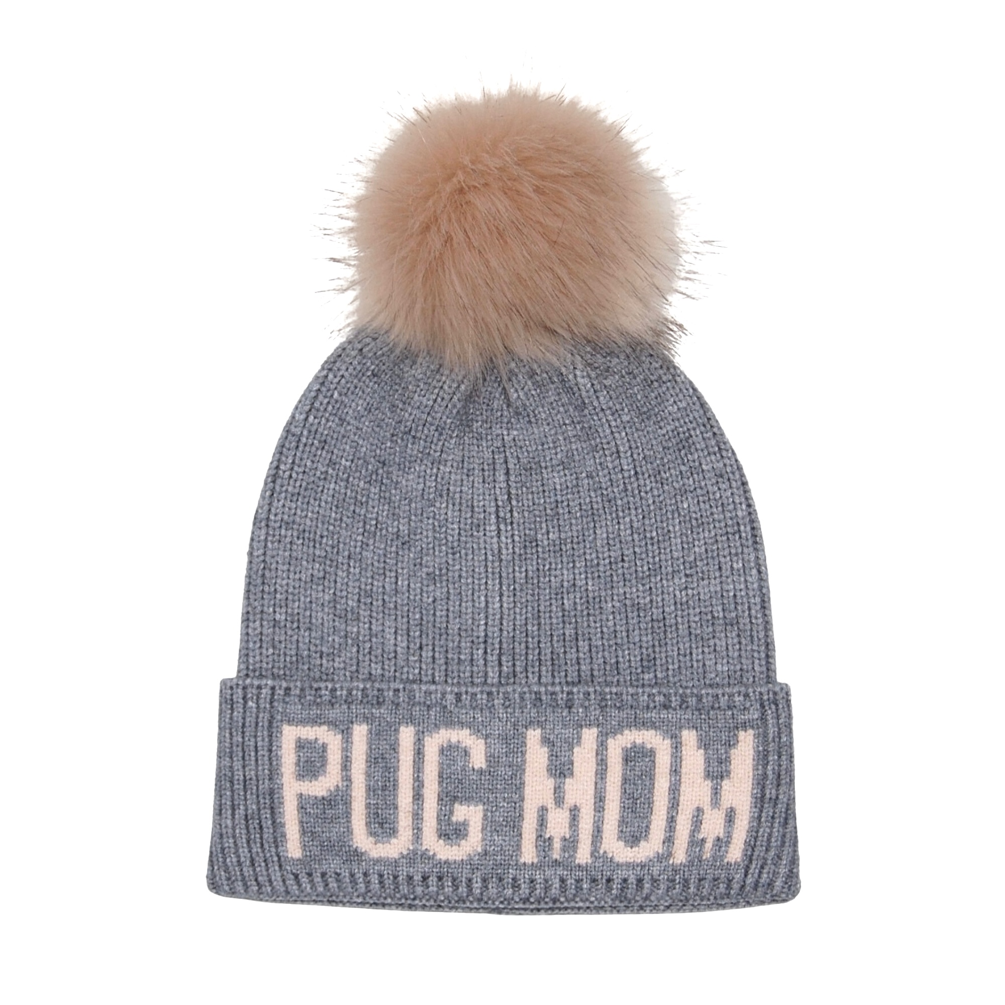 Hatodm Pug Mom Pompom Knit Beanie Toque