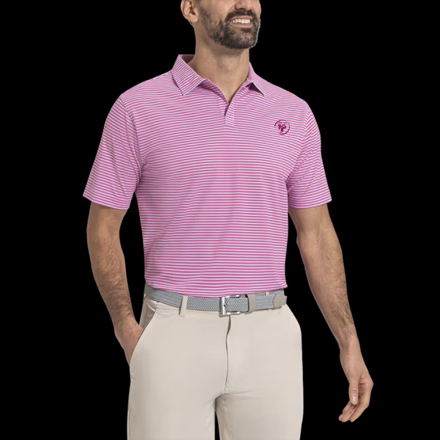 Custom Logo Pattern Digital Printing Performance Geometric Print Stretch Golf Polo Shirts