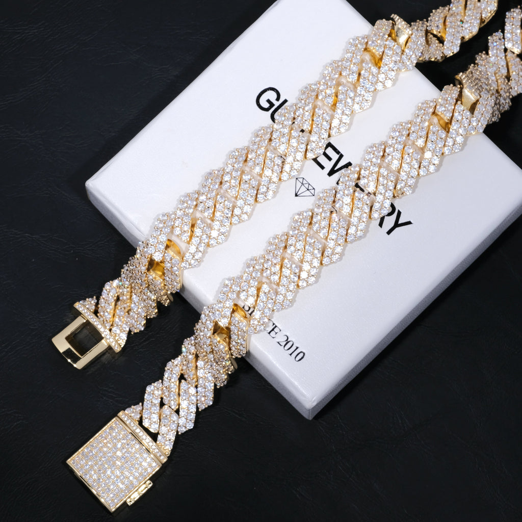Kubanski lanac od 19 mm u 2 reda od 18K zlata - GUU Shop