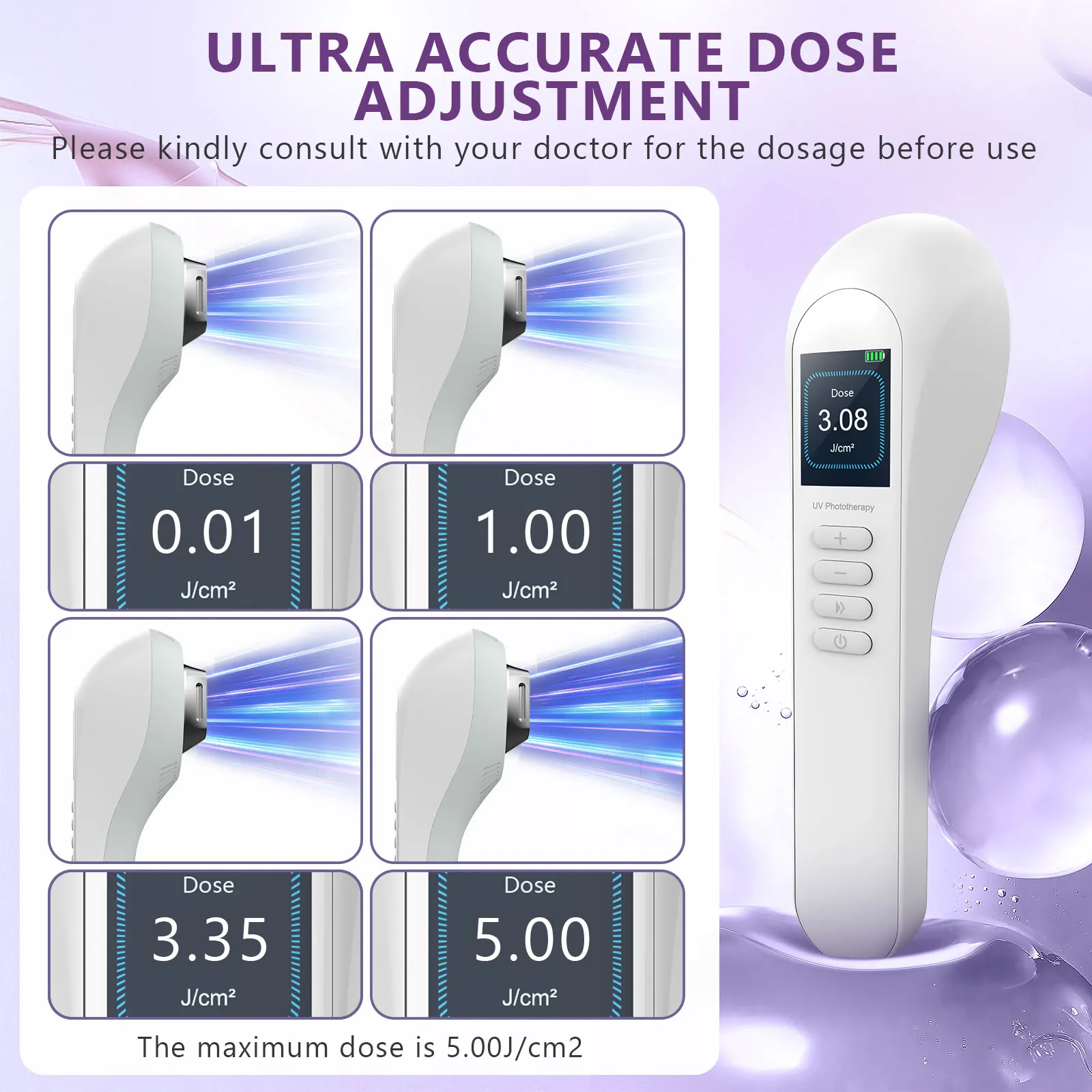 Handheld UVB Light Therapy Device for Vitiligo, Psoriasis & Eczema