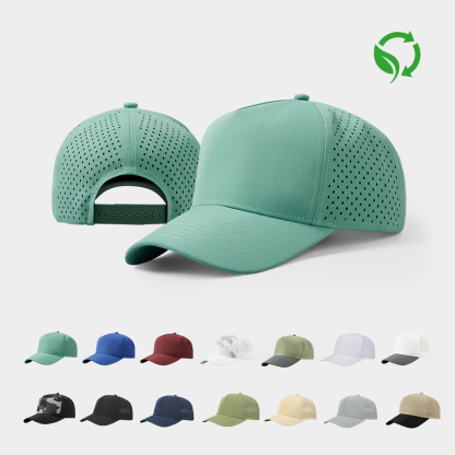 Blank Laser Perforated 5 Panel Performance Snapback Golf Hat Wholesale - 6526 (Recycled Polyester)