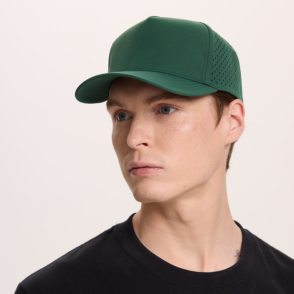 Blank Laser Perforated 5 Panel Performance Snapback Golf Hat Wholesale - 6526 (Recycled Polyester)