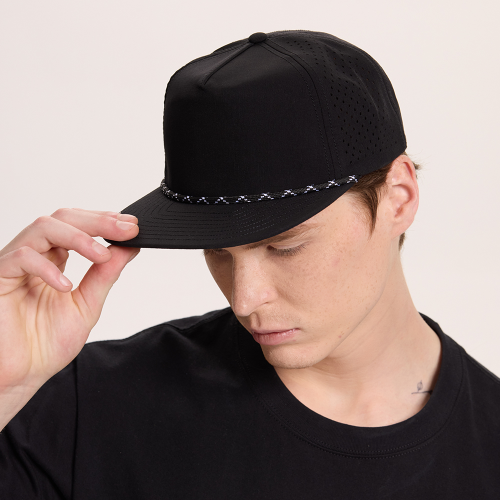 Blank Water Repellent 5 Panel Snapback Golf Hats with Rope Wholesale - 5015P