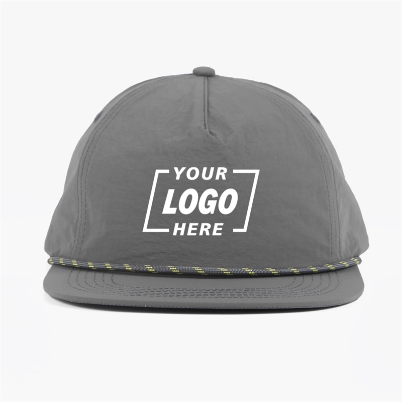 Blank 5-Panel Rope Snapback Hat Light Grey