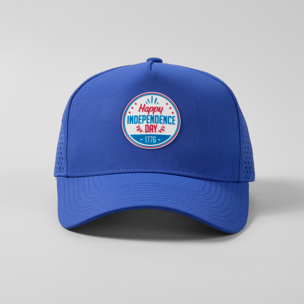 {"default":"rblue perforated hat with custom patch"}
