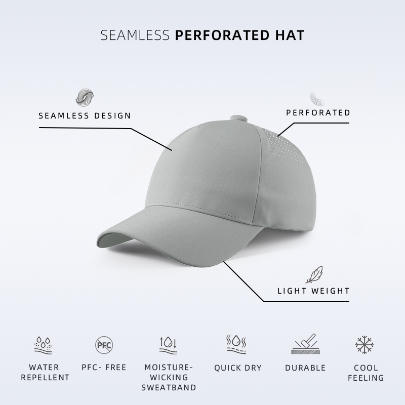 Blank Seamless 5 Panel Perforated Performance Snapback Hat Wholesale  - 5312