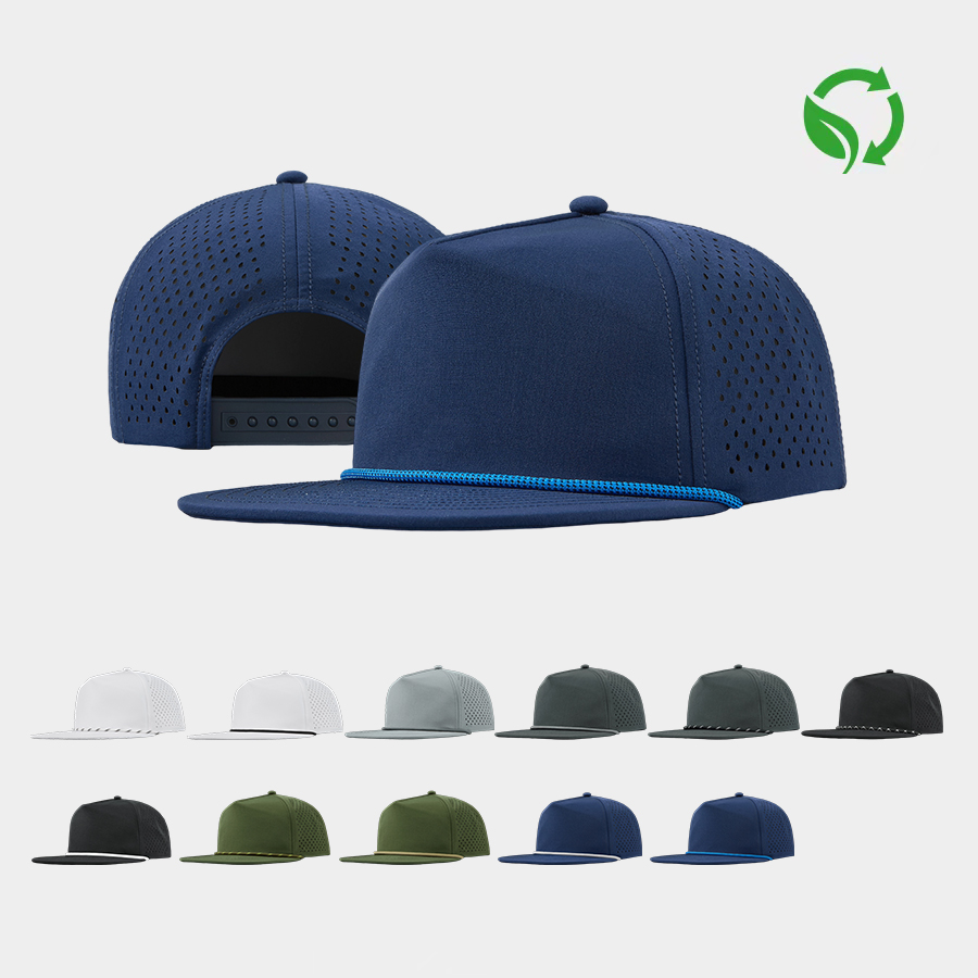 Blank Water Repellent 5 Panel Snapback Golf Hats with Rope Wholesale - 5015P