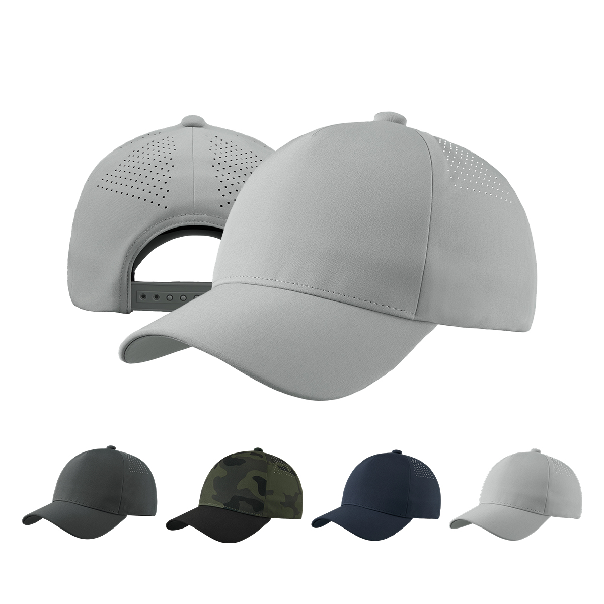 Blank Seamless 5 Panel Perforated Performance Snapback Hat Wholesale  - 5312