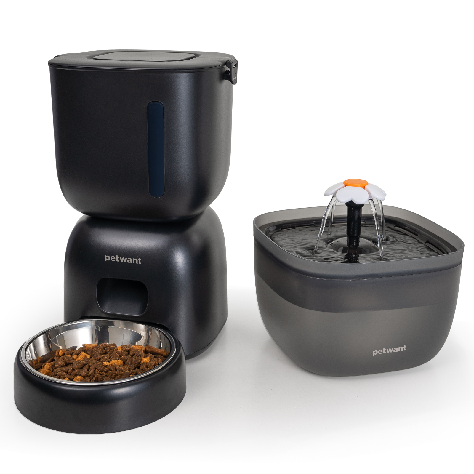 Petwant Automatic Pet Feeder 1-4 Meals Timed Precise Food Portion Control Customized 10s Voice Record Smart Cat Food Dispenser