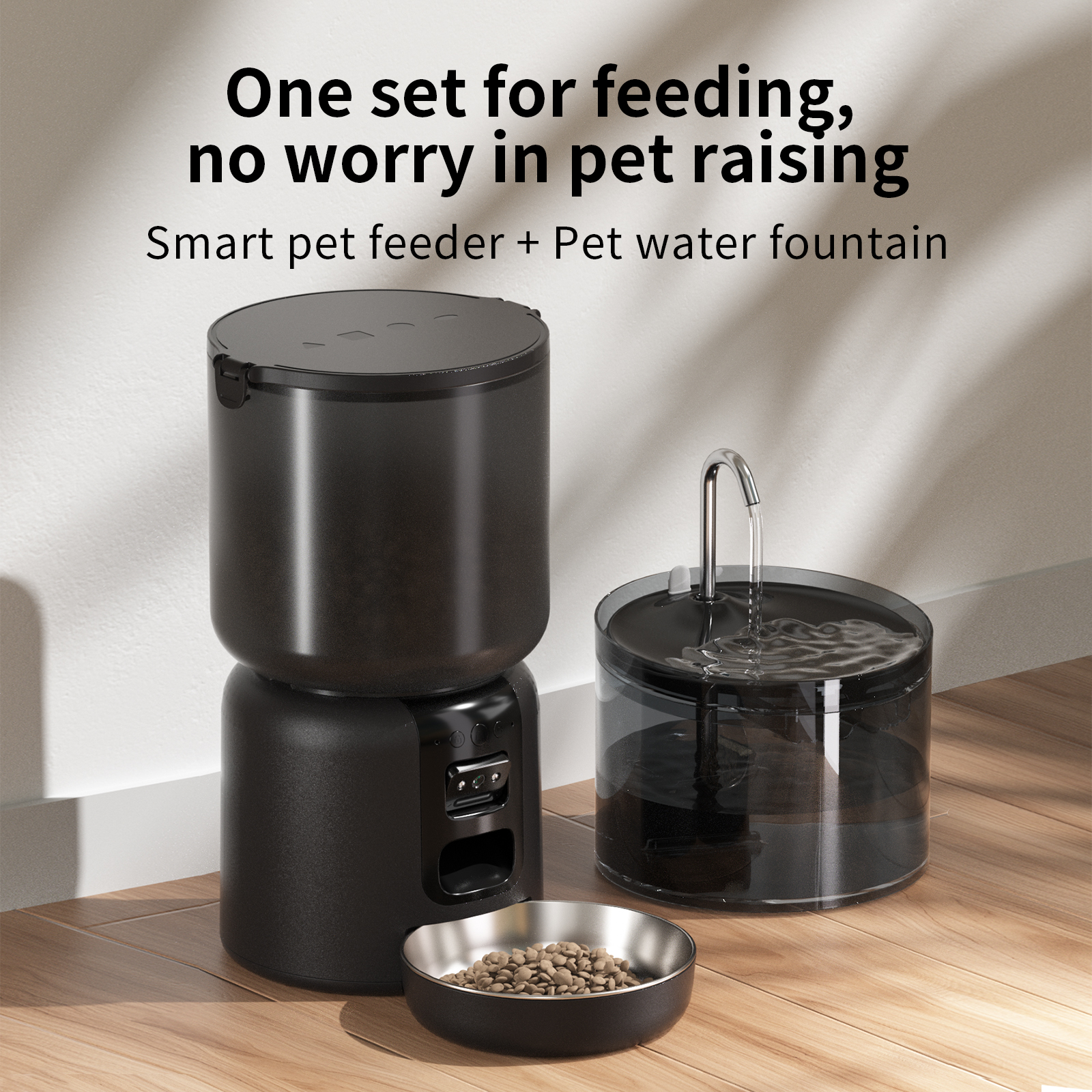 Smart 4L Pet Feeder Set 1080P Camera Self-Cleaning Dispenser Eco-Friendly for Small Animals New Series Water Self-Cleaning