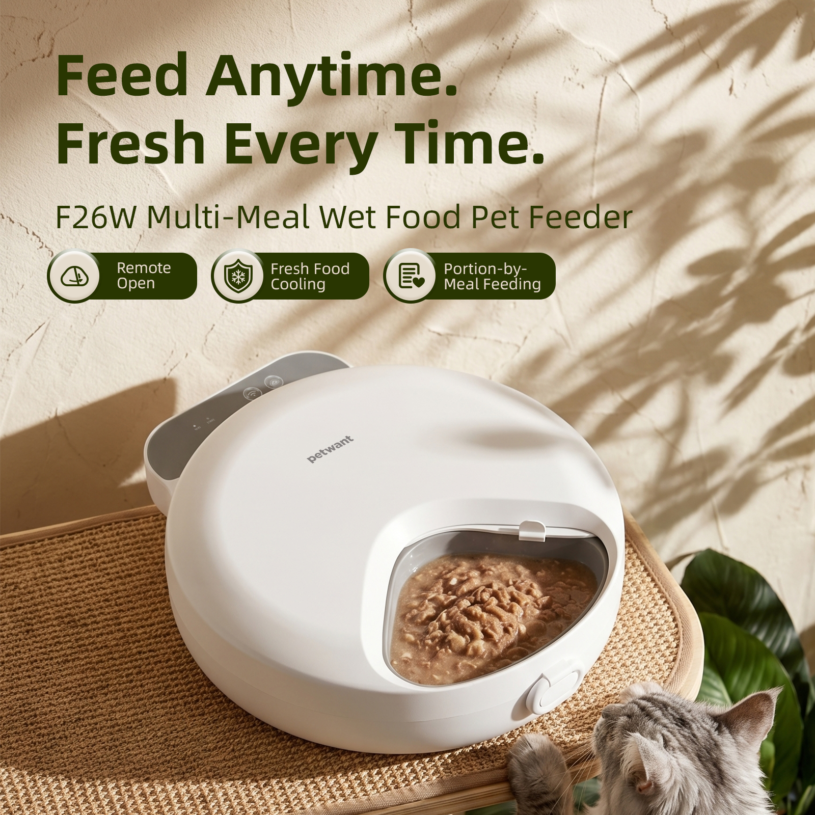 New Series Smart Automatic Pet Feeder with App Control Timed Fresh Food Dispenser Anti-Jam Bowl for Cats Dogs