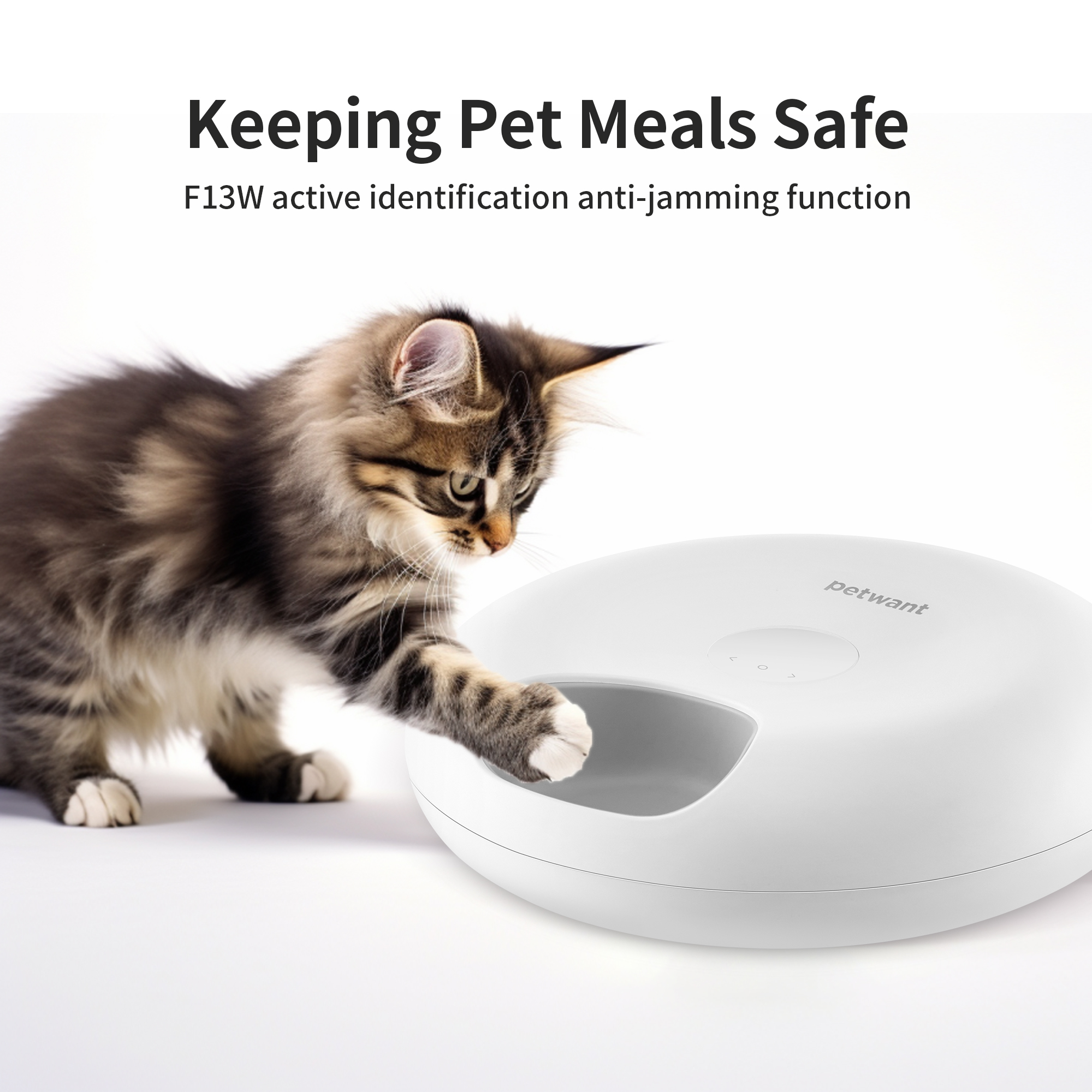 Petwant F13-L Automatic Pet Feeder 6 Meals Intelligent Dispenser Suitable for Dry and Wet Grains Timed LED Screen Keep Food Fresh