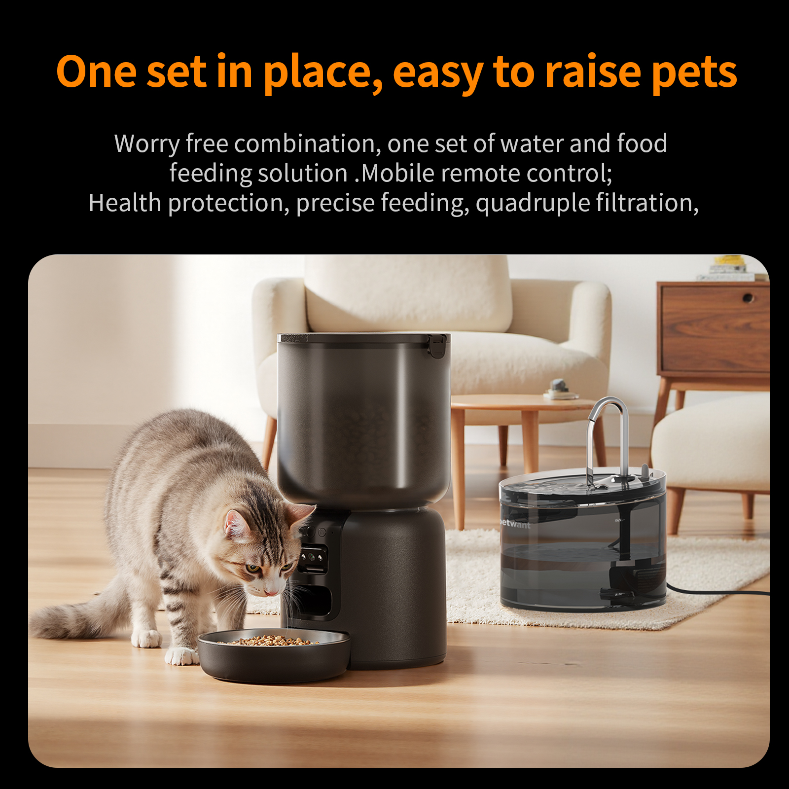Smart 4L Pet Feeder Set 1080P Camera Self-Cleaning Dispenser Eco-Friendly for Small Animals New Series Water Self-Cleaning