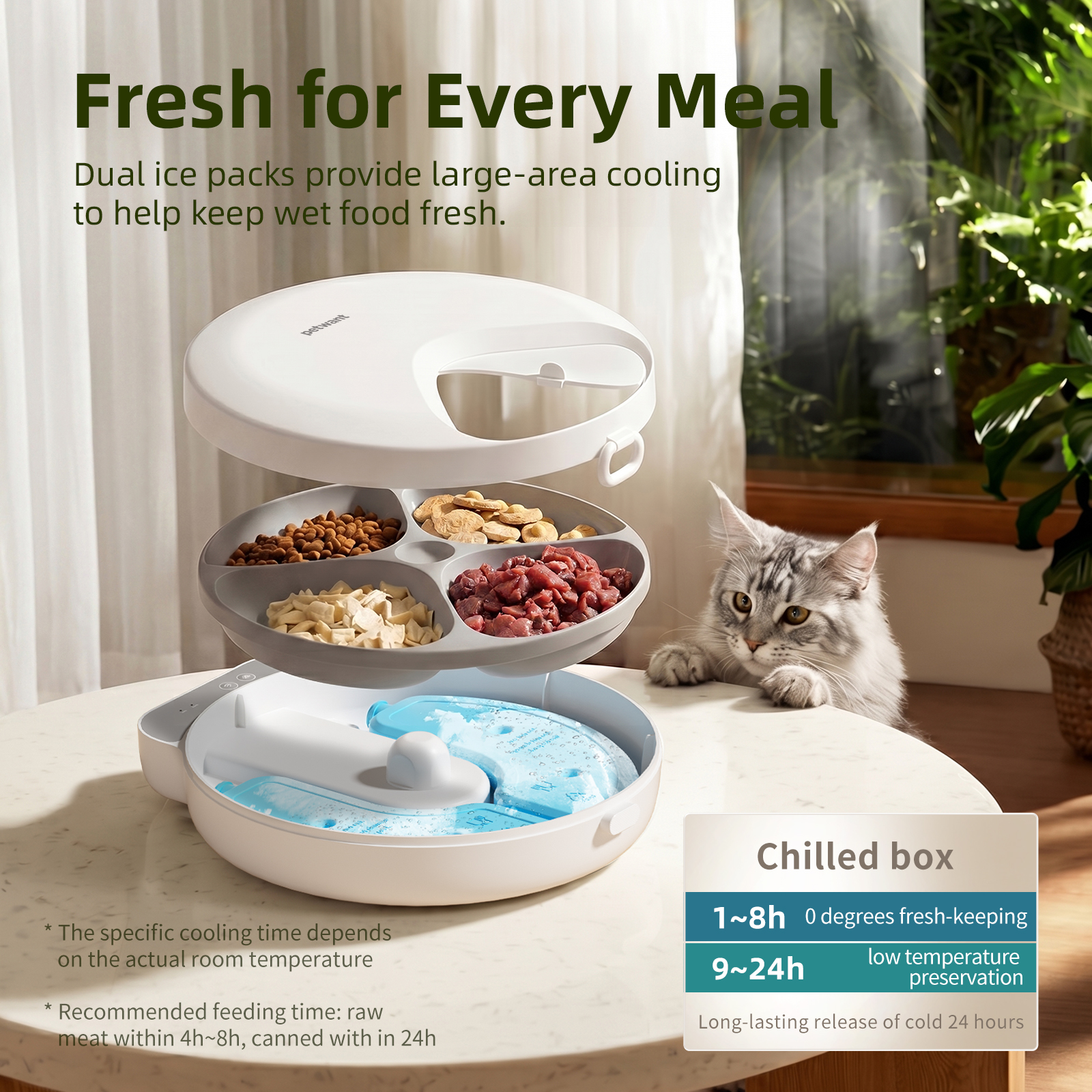 New Series Smart Automatic Pet Feeder with App Control Timed Fresh Food Dispenser Anti-Jam Bowl for Cats Dogs