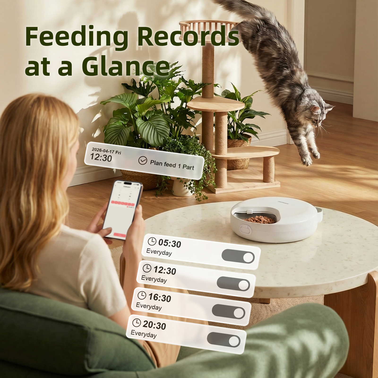 New Series Smart Automatic Pet Feeder with App Control Timed Fresh Food Dispenser Anti-Jam Bowl for Cats Dogs