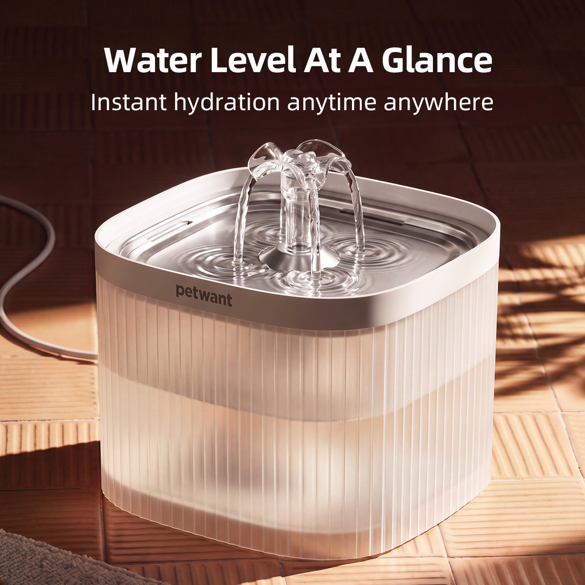 Petwant 2L Pet Water Fountain Automatic Cat Water Dispenser 304 Stainless Steel Circulating 4-Layer Filter Cats Small Dogs