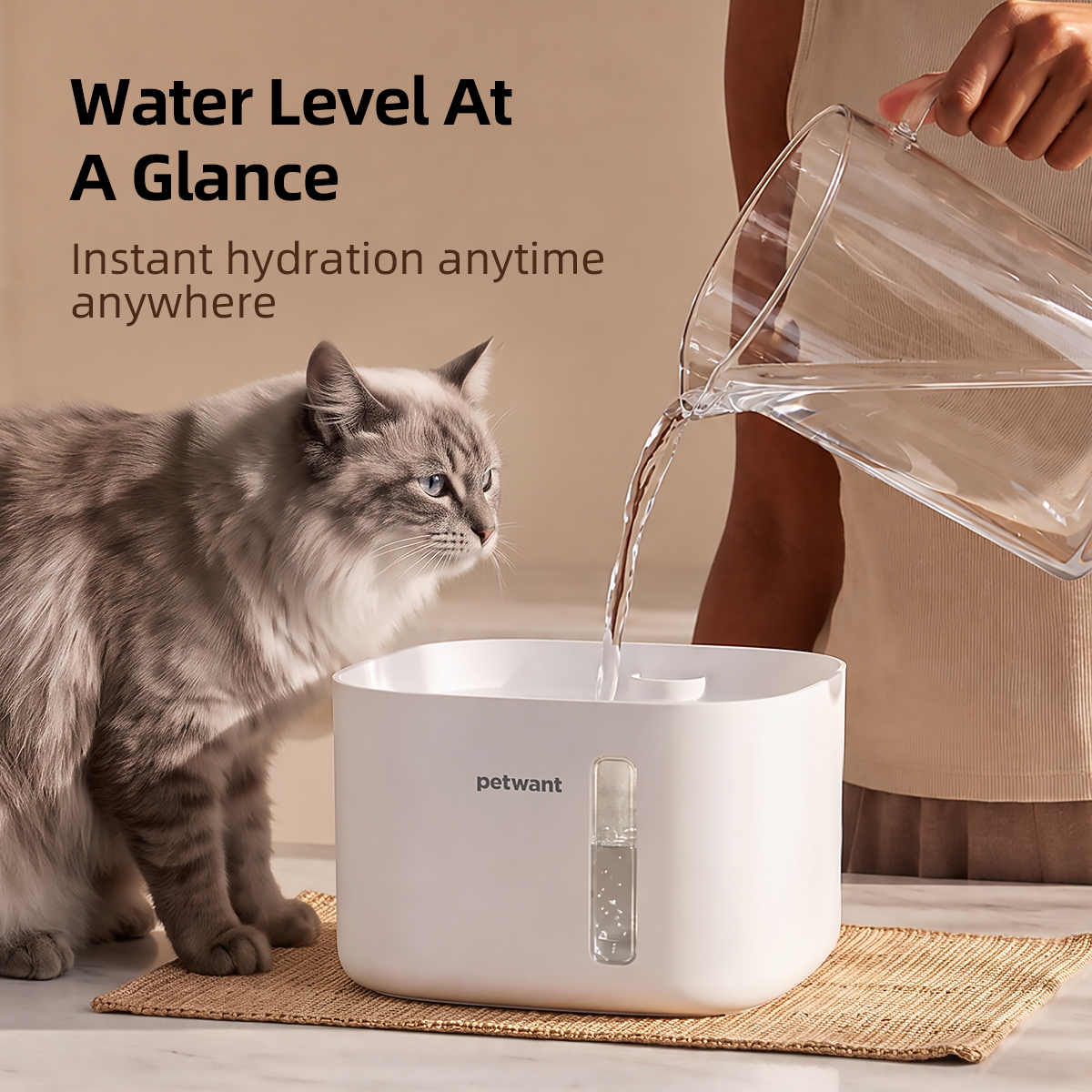 Petwant 2L Pet Water Fountain Automatic Cat Water Dispenser Circulating 4-Layer Filtration Food Grade PP for Cats Small Dogs