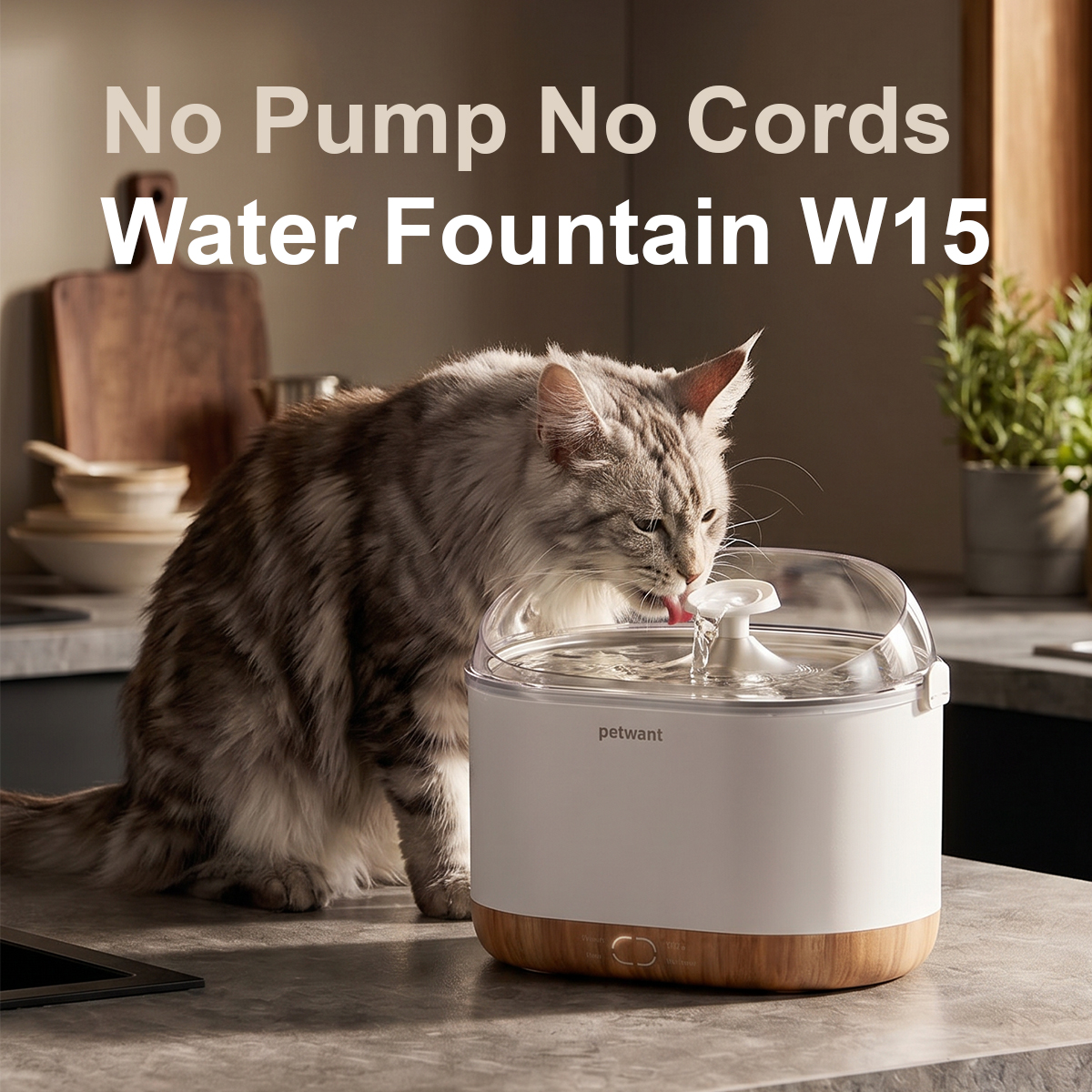 Smart Pet Water Fountain 2.5L Wireless Cat Dog Drinking Dispenser Cat Water Fountain with 4000mAh Battery WiFi App Control
