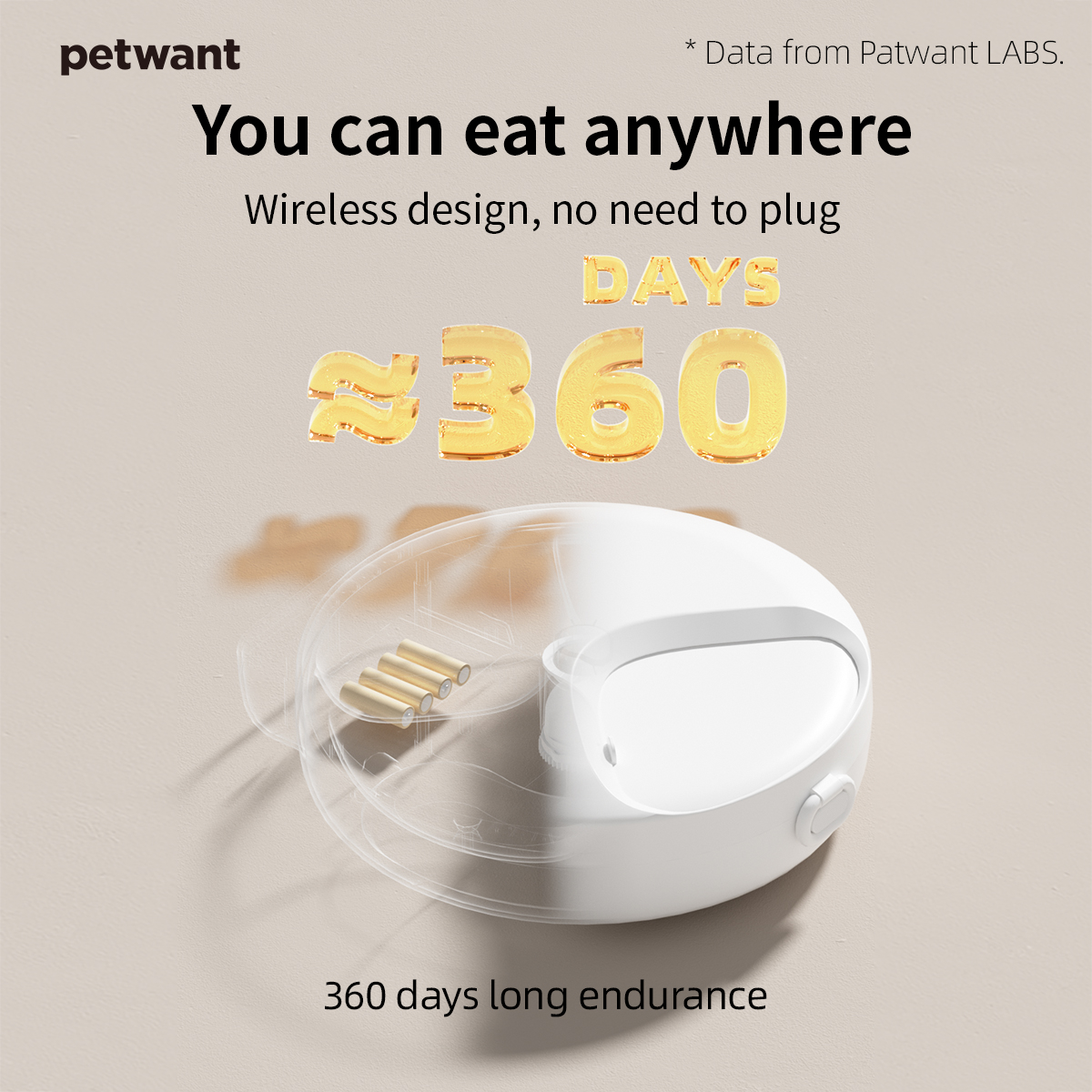 Petwant New Series Automatic Pet Cat Bowls Feeders 4 Meals Cordless Auto Small Animal Food Dispenser with Two Ice Packs