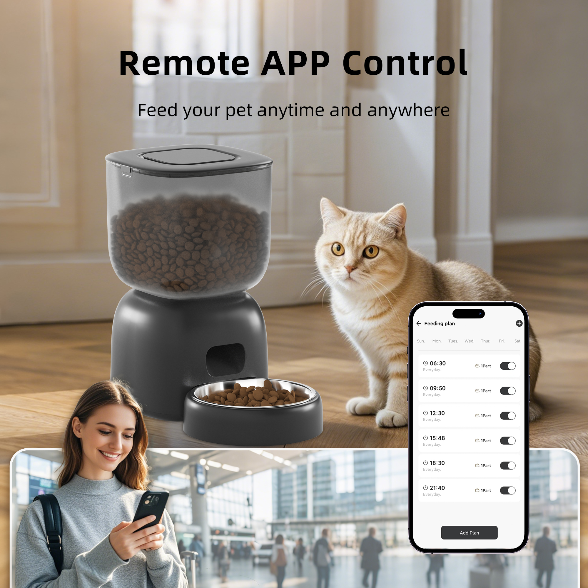 Smart Pet Feeder 3L WIFI App Control