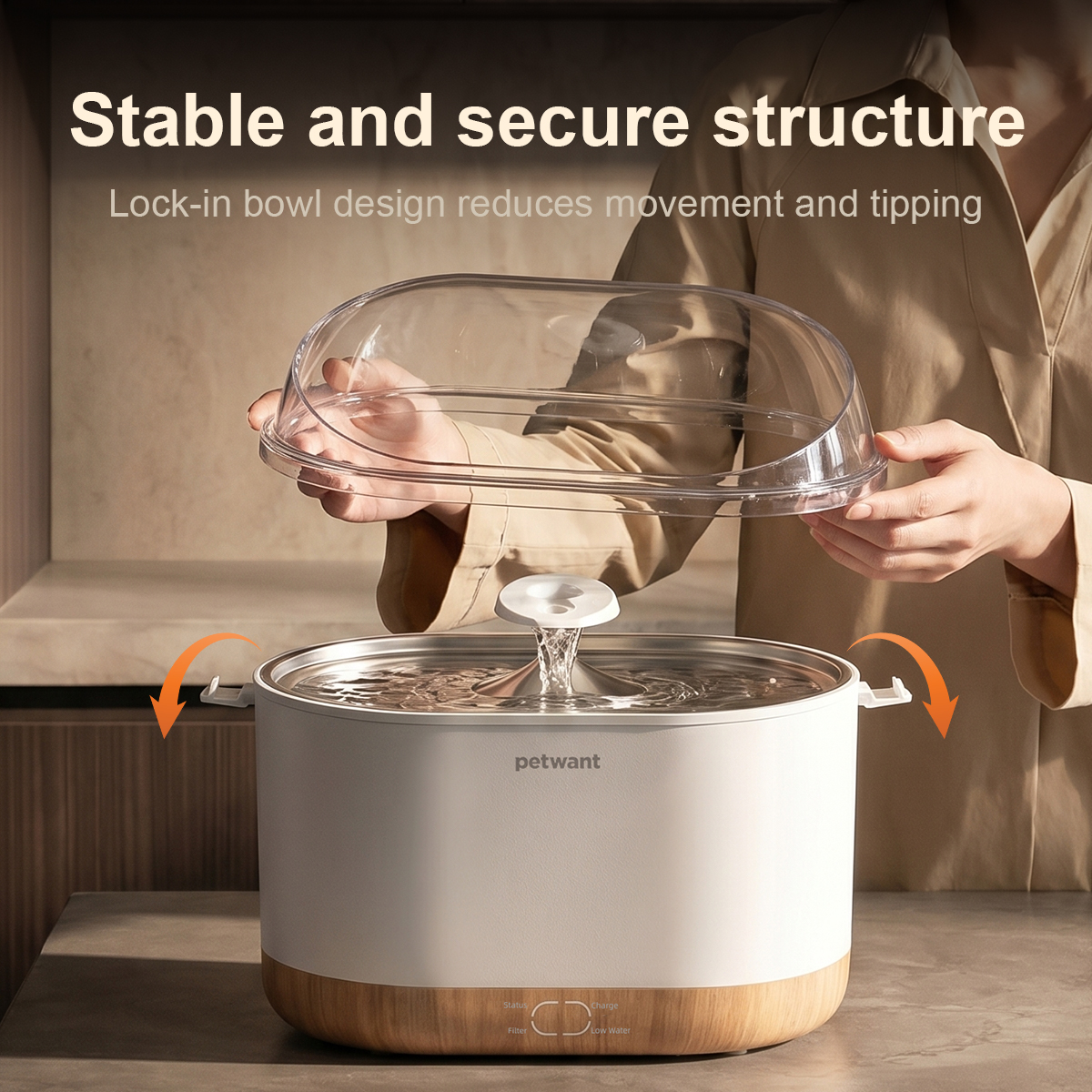 Smart Pet Water Fountain 2.5L Wireless Cat Dog Drinking Dispenser Cat Water Fountain with 4000mAh Battery WiFi App Control