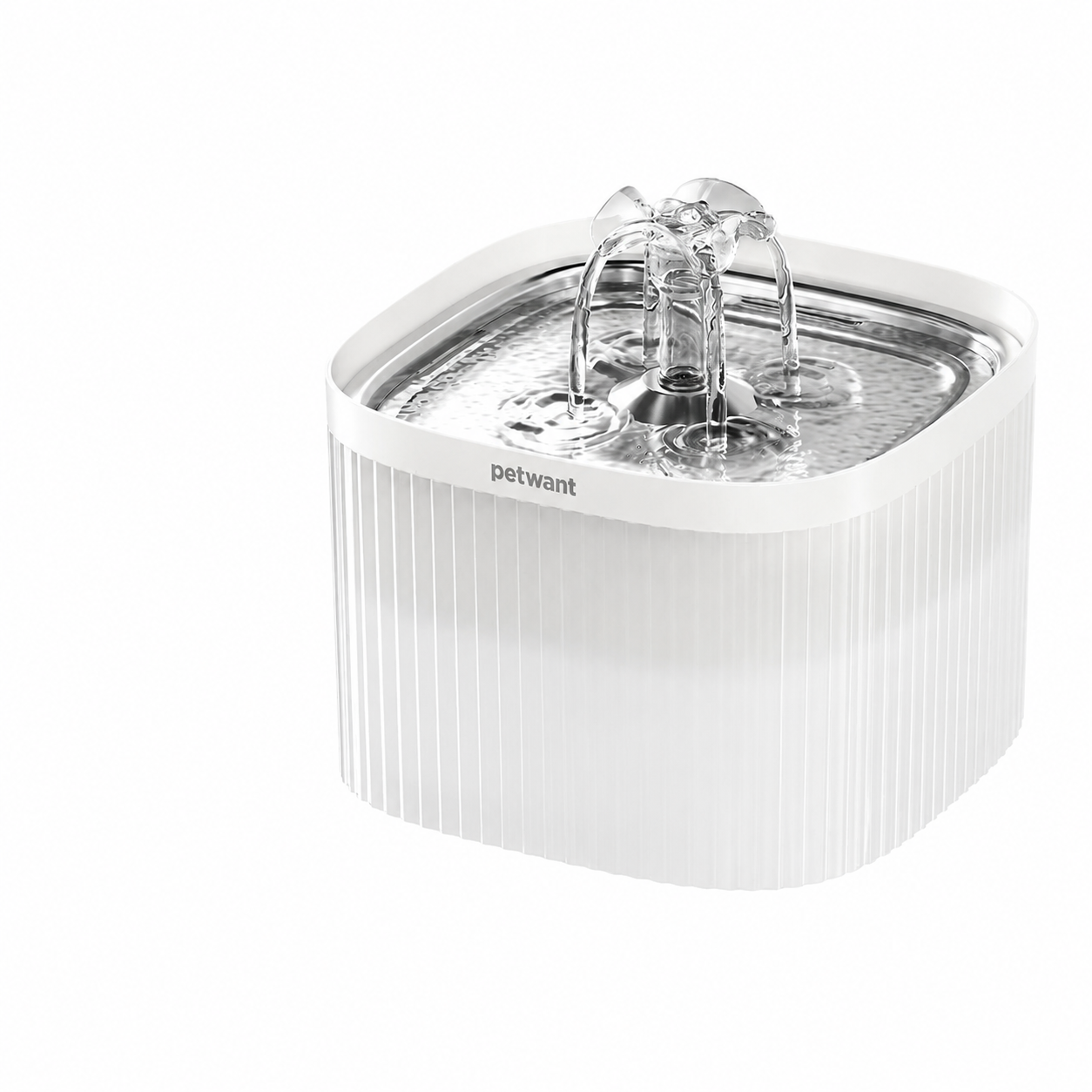 Petwant 2L Pet Water Fountain Automatic Cat Water Dispenser 304 Stainless Steel Circulating 4-Layer Filter Cats Small Dogs