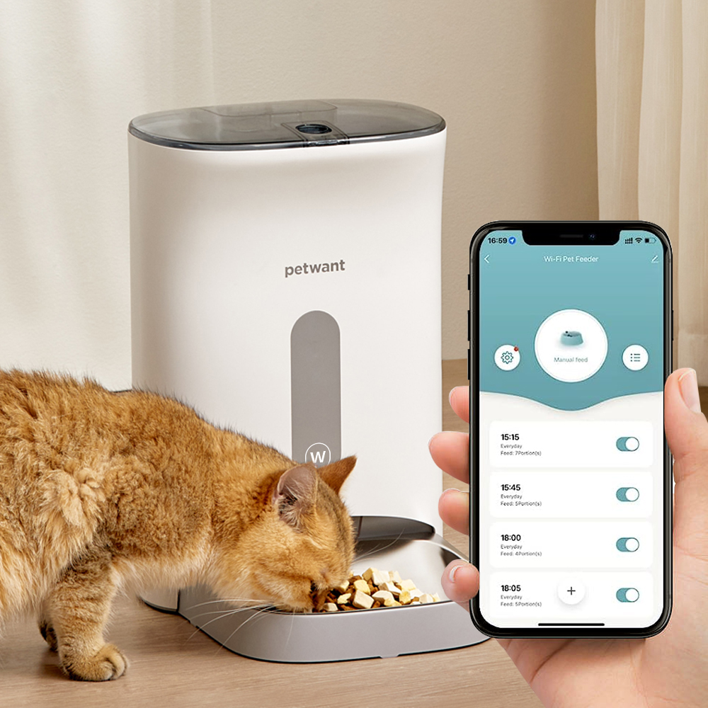 Petwant Smart Pet Feeder 4.5L Visible APP WIFI Control Timed Voice Recorder Automatic Feeder of Cats