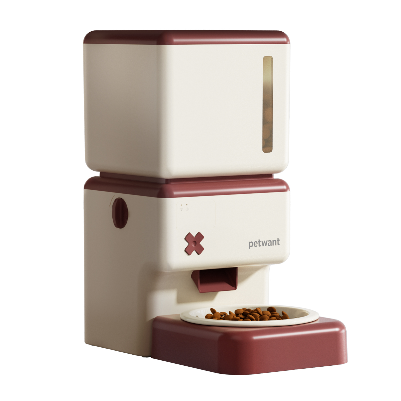 Petwant Automatic Pet Feeder 3.5L Wifi APP Control Visible Ceramic Bowl 1-5 Meals Timed Dual Power Supply Food Dispenser for Cats