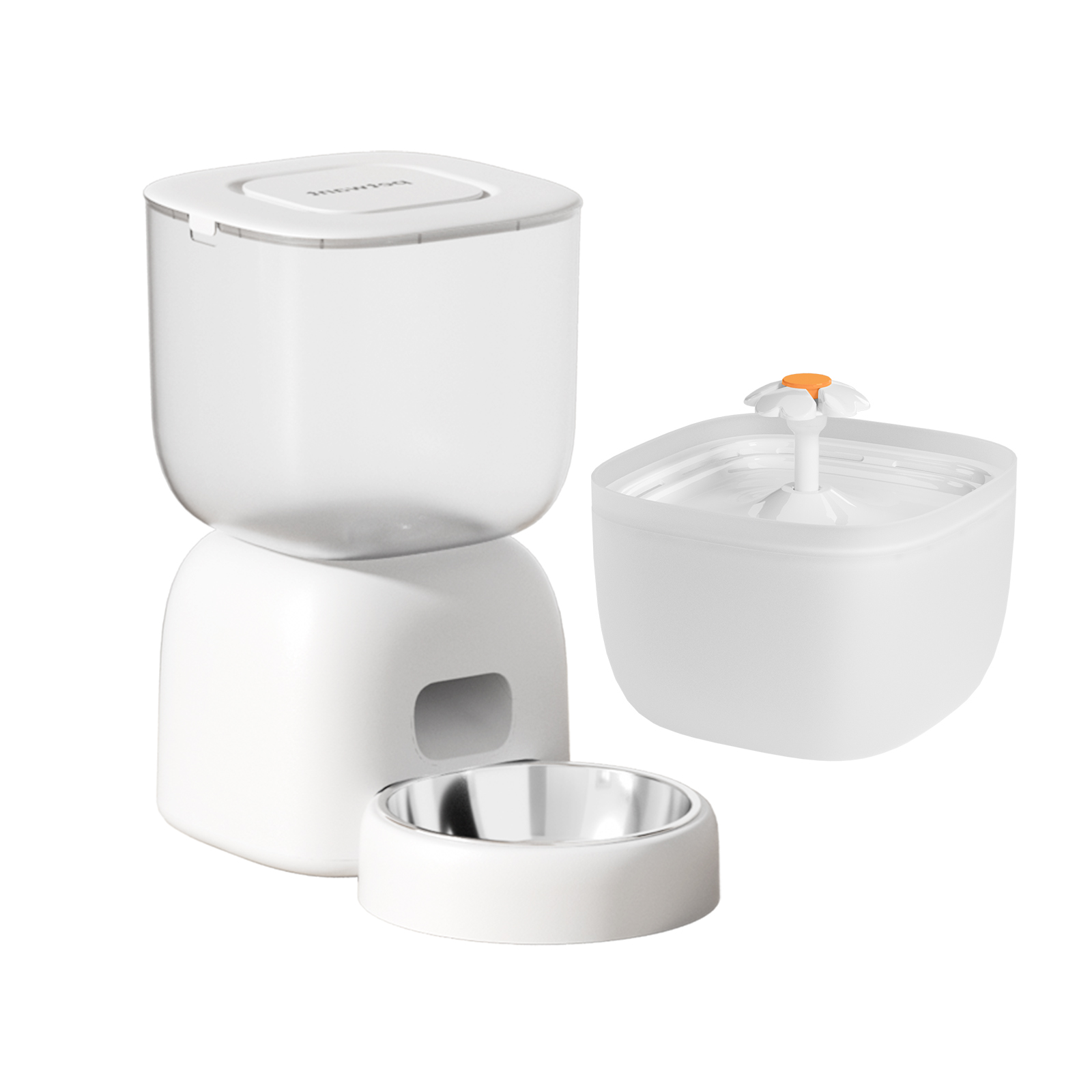 Petwant 3L Pet Automatic Feeding and 2L Water Fountain Drinking Set 4 Meals with Dual Power Supply 10 Second Recording