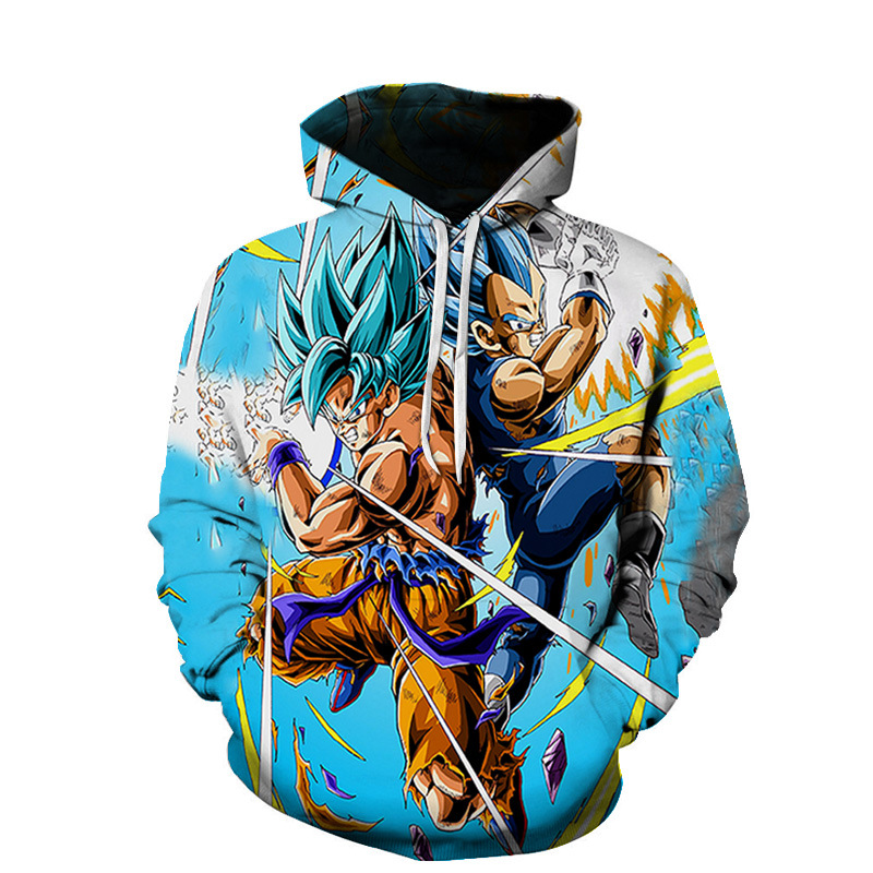 Fridayanime Dragon Ball Z Little Goku 亀 Printing Blue Hoodies For Kids