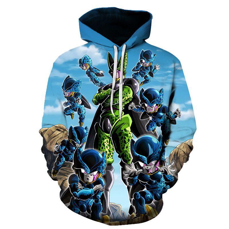 Dragon Ball Z Cell Combat Printing Blue Hoodies