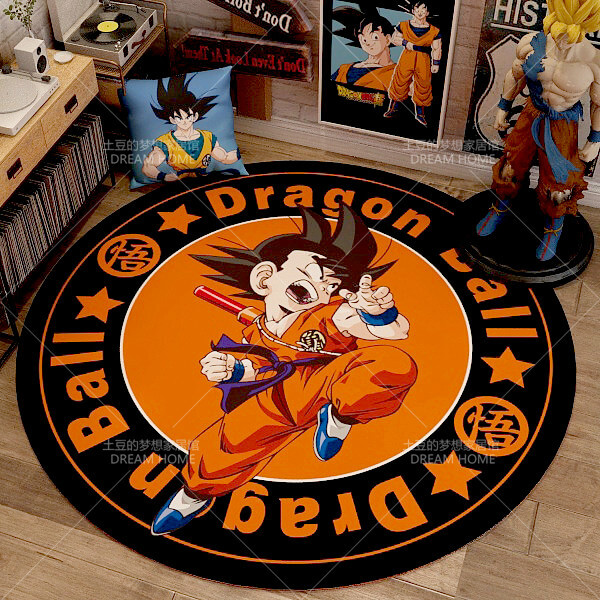 Dragon Ball Super saiyan Goku Mat Rug Carpet Circular Shape for Bedroom living room  calligraphy 