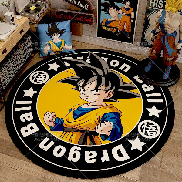 Dragon Ball Super saiyan Goku Mat Rug Carpet Circular Shape for Bedroom living room  calligraphy 