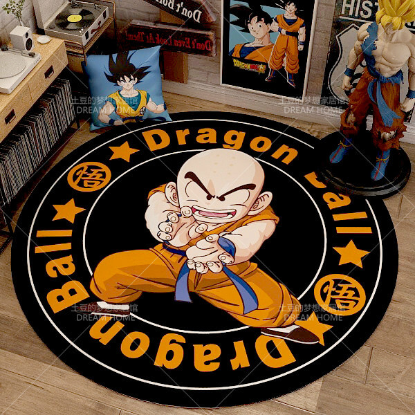 Dragon Ball Super saiyan Goku Mat Rug Carpet Circular Shape for Bedroom living room  calligraphy 
