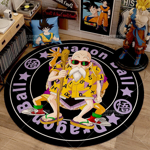 Dragon Ball Super saiyan Goku Mat Rug Carpet Circular Shape for Bedroom living room  calligraphy 