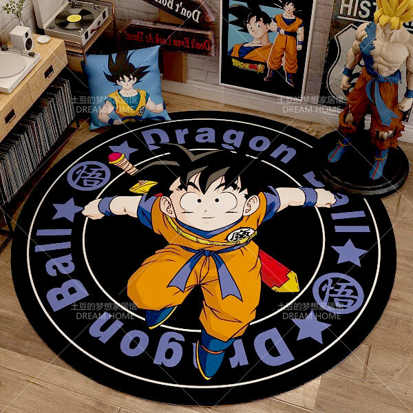 Dragon Ball Super saiyan Goku Mat Rug Carpet Circular Shape for Bedroom living room  calligraphy 