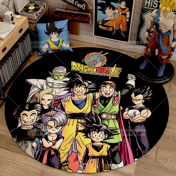 Dragon Ball Super saiyan Goku Mat Rug Carpet Circular Shape for Bedroom living room  calligraphy 