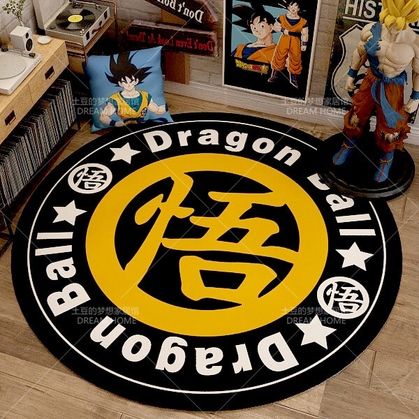 Dragon Ball Super saiyan Goku Mat Rug Carpet Circular Shape for Bedroom living room  calligraphy 