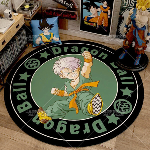 Dragon Ball Super saiyan Goku Mat Rug Carpet Circular Shape for Bedroom living room  calligraphy 