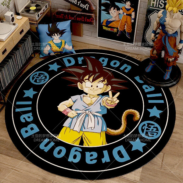 Dragon Ball Super saiyan Goku Mat Rug Carpet Circular Shape for Bedroom living room  calligraphy 