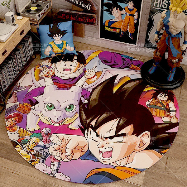 Dragon Ball Super saiyan Goku Mat Rug Carpet Circular Shape for Bedroom living room  calligraphy 