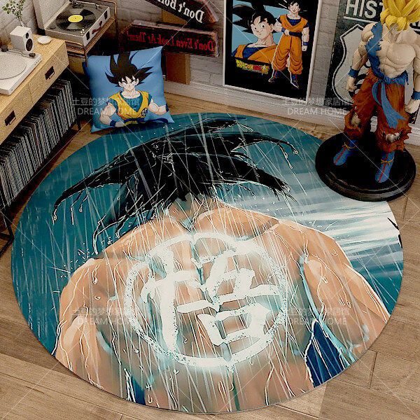 Dragon Ball Super saiyan Goku Mat Rug Carpet Circular Shape for Bedroom living room  calligraphy 