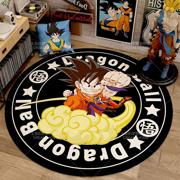 Dragon Ball Super saiyan Goku Mat Rug Carpet Circular Shape for Bedroom living room  calligraphy 