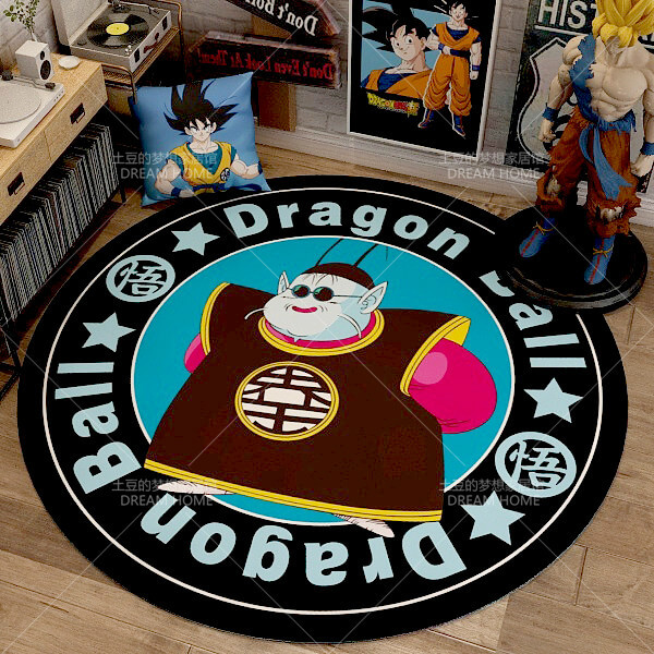 Dragon Ball Super saiyan Goku Mat Rug Carpet Circular Shape for Bedroom living room  calligraphy 