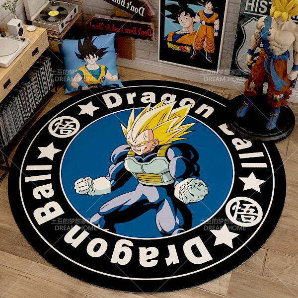 Dragon Ball Super saiyan Goku Mat Rug Carpet Circular Shape for Bedroom living room  calligraphy 