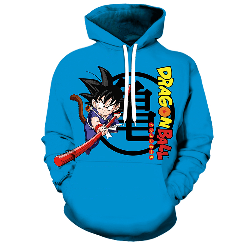 Dragon Ball Z Little Goku 亀 Printing Blue Hoodies